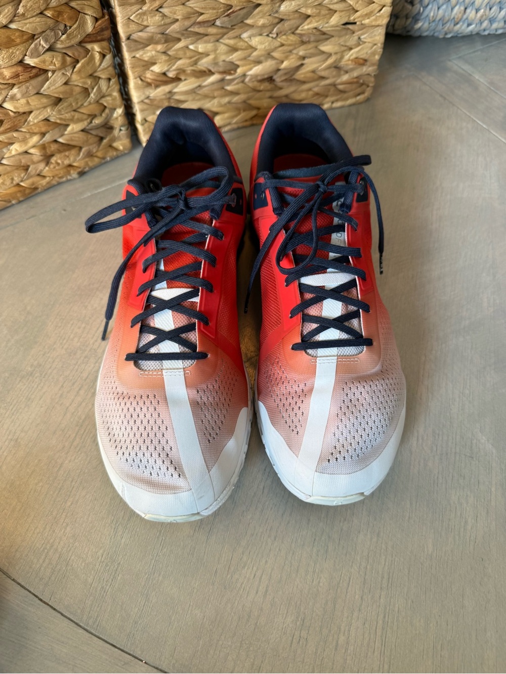 On Running Coral and Navy Men's Running Shoe - Picture 4 of 7